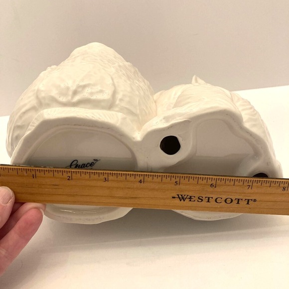 Bunny Cabbage Planter Grace Fine Porcelain 9" Figurine White Rabbit - Picture 12 of 12